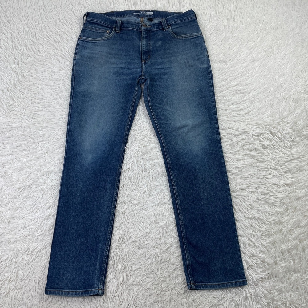 Carhartt Pants Mens 36x32 Blue Force Straight Fit Low Rise 5 Pocket Tapered Jean